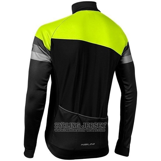 2019 Cycling Jersey Nalini Warm 2.0 Black Green Long Sleeve And Bib Tight